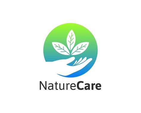 Premium Vector Gradient Nature Care Logo With Leaf And Hand Illustration