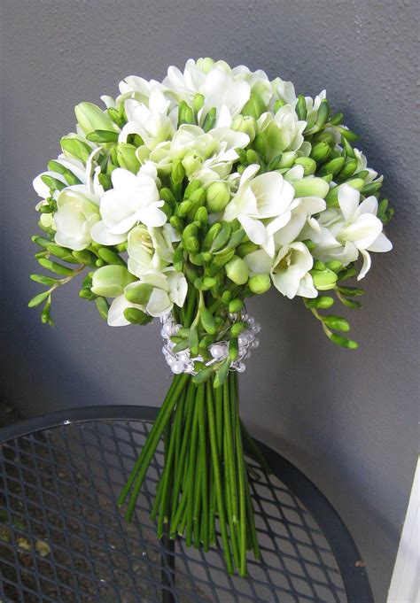 White Freesia Bouquet In 2021 Freesia Bouquet Wedding Flowers Summer