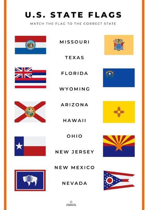 Free Printable State Flags Matching Worksheet Flags Of The World