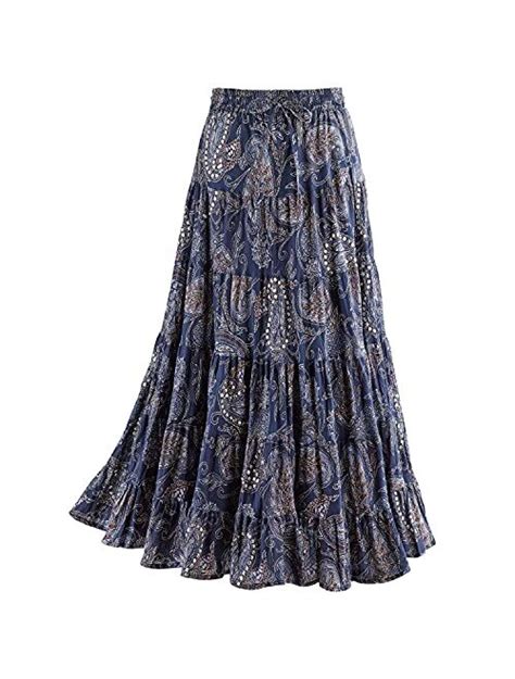 Buy Catalog Classics Womens Sequins And Paisley Skirt Blue Tiered