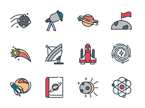 Collection Of Astronomy And Space Science Icons 1248678 Vector Art At