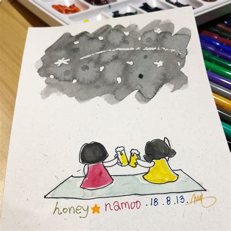 키붕이 반년 동안의 버튜버 그림. 별똥별~🌠 내인생 최고의 별똥별~!! 긴꼬리가 정말 만화에서 ...
