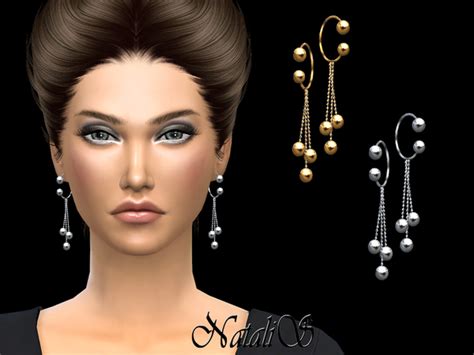 Hoop Earrings With Balls Pendant By Natalis At Tsr Sims 4 Updates