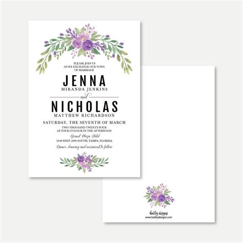 Printable Purple Floral Arch Wedding Invitation Template Hadley Designs