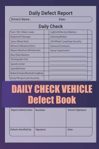 Daily Check Driver Defect Book Hgv Truck Van 120 Page Hgv Defect Fault
