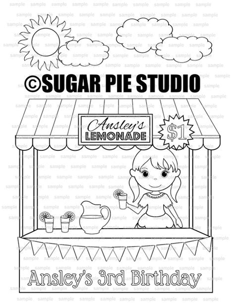 Lemonade Stand Coloring Page Birthday Party Favor Activity PDF | Etsy