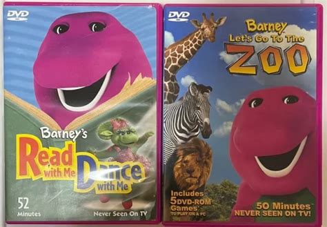 2 Barney The Purple Dinosaur Dvds Lets Go To The Zoo Read And Dance