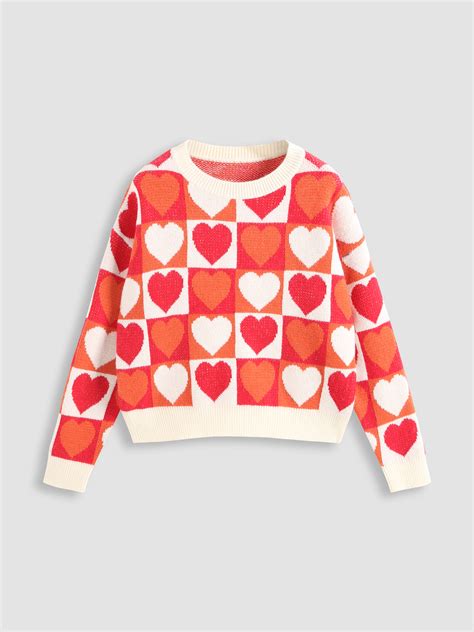 Cute Heart Pattern Sweater Cider