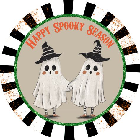 Happy Spooky Season Vintage Ghosts Halloween Metal Wreath Sign