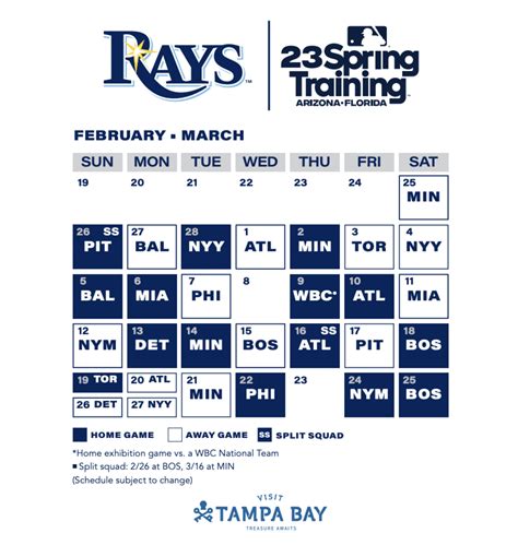 Tampa Bay Rays Announce 2023 Spring Training Schedule For 15th Season