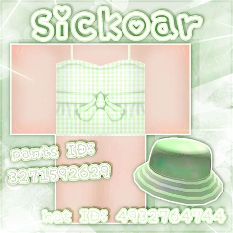 Four Green Soft Aesthetic Roblox Outfits With Matching Hats In 2021 Roblox Bloxburg Decal