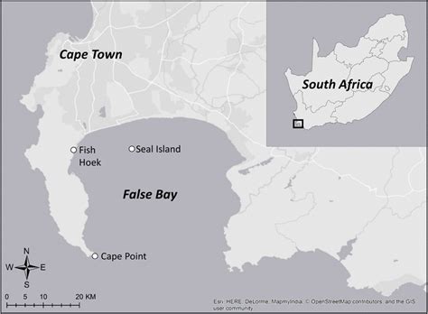 Map Of False Bay Showing Seal Island With The Inset Showing The