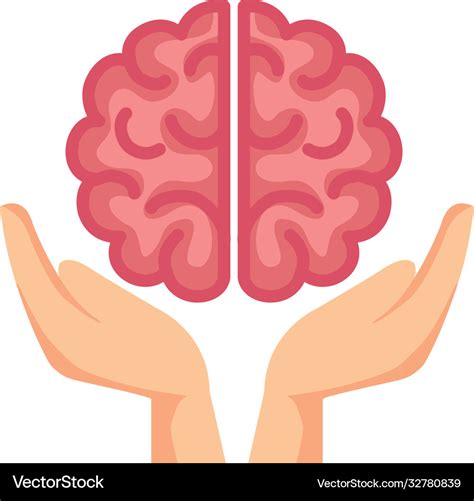 Hands Holding Brain Symbol Mental Health Vector Image