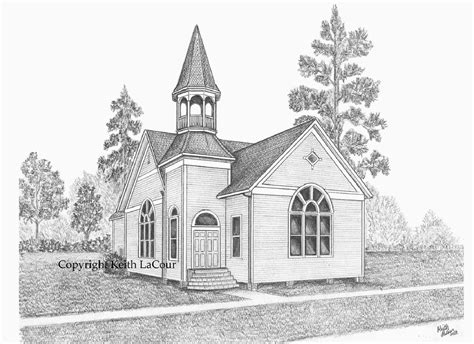 Christian Church Cheneyville La Pencil Drawing By Keith Flickr