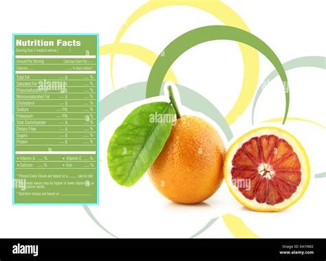 Orange Nutrition Facts Stock Photo Alamy
