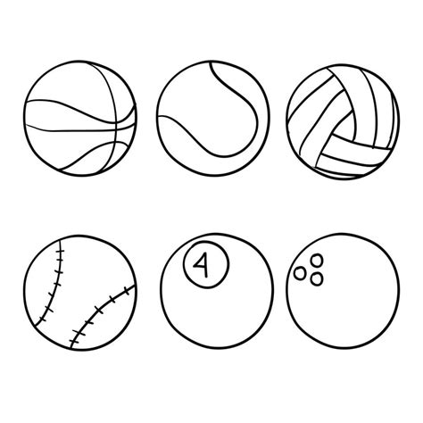 Doodle Sport Ball Illustration Handdrawn Style 6940822 Vector Art At