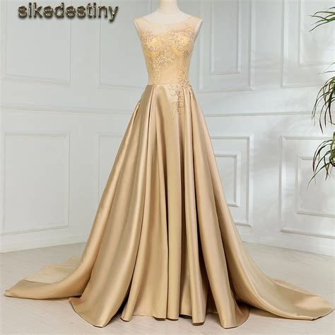 Plus Size A Line Simple Champagne Satin Evening Dress 2018 Sleeveless