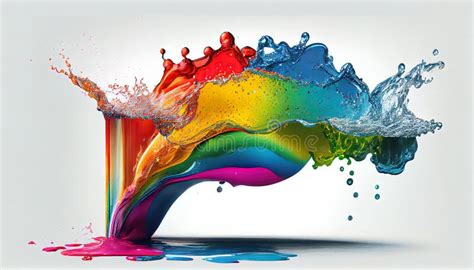 Rainbow Water Splash Ai Render Stock Photo Image Of Rainbow