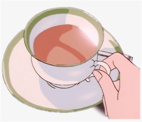 Tea Coffee Anime 90s Vintage Hand Hold Holding Cup Png Image