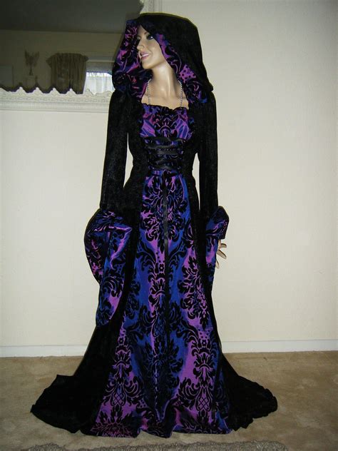 ♥medieval renaissance hooded whitby vampire gothic dress 10 16 ♥ vestido gótico vestido de