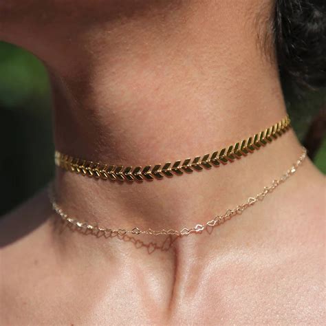Simple Gold Silver Color Chain Leaf Choker Necklace For Women Love