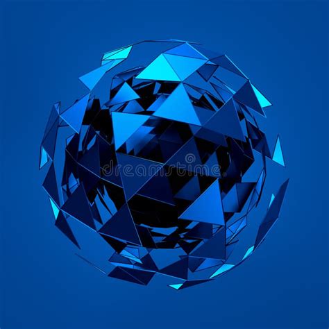 Rendição 3d Abstrata Da Baixa Esfera Azul Poli Com Ilustração Stock