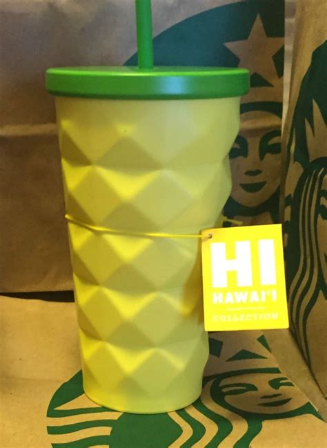 Starbucks Hawaii 2016 Pineapple Coffee Tumbler Cold Metal Cup 16 Oz