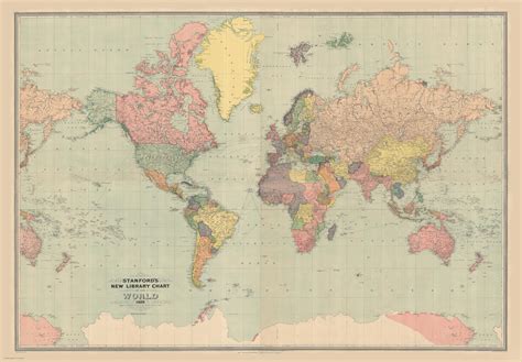 Stanfords New Library Chart Of The World 1920 Resized To 2a0