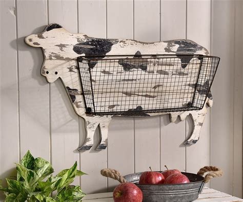 Maybe you would like to learn more about one of these? FARMHOUSE COW & BASKET WALL HANGING W/WIRE BASKET PLAQUE ...