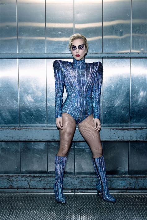 Lady Gaga In A Custom Versace Couture Bodysuit With Swarovski Crystals
