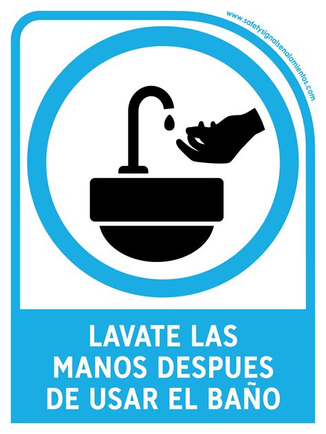 Lavate Las Manos Despues De Usar El BaÑo Con Leyenda Safetysignal