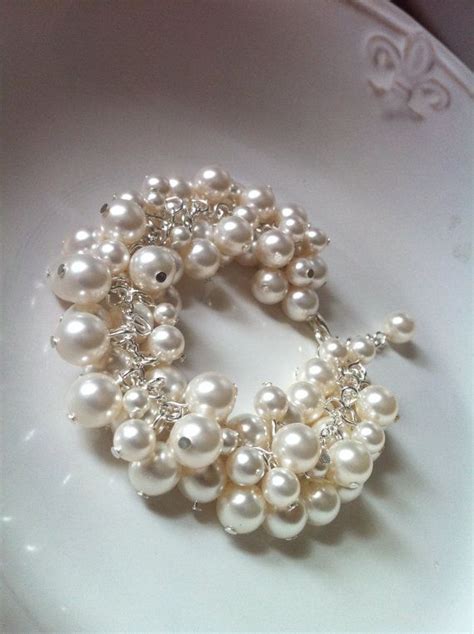 Chunky Pearl Bracelet Pearl Cluster Bracelet Por AnaInspirations