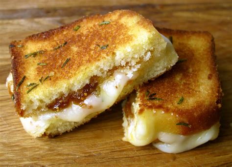 Brie Fig Jam And Poundcake Grilled Cheese With Rosemary Butter Cheese Sandwich Recipes