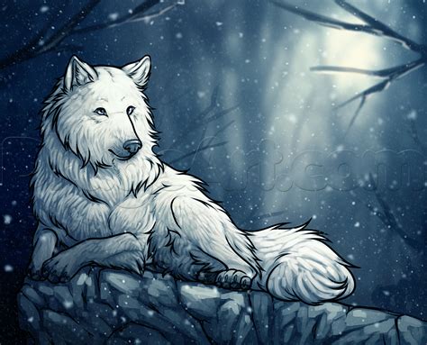 Bisect the rectangle as shown to make a snout. How to Draw a White Wolf, Step by Step, forest animals, Animals, FREE Online Drawing Tutorial ...