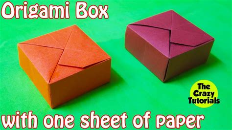 Diy Origami Box With One Sheet Of Paper Easy Youtube
