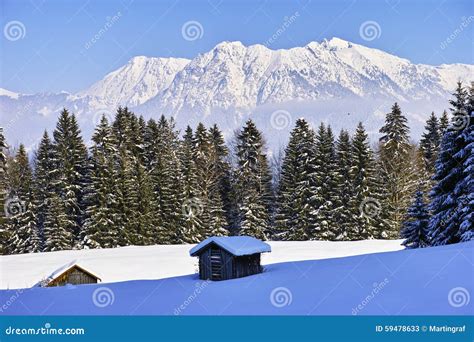 Snowy Mountain Landscape In Sunlight Magic Winter Season Nature Stock