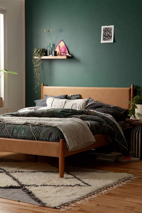 Huxley Recycled Leather Bed In 2020 Green Bedroom Walls