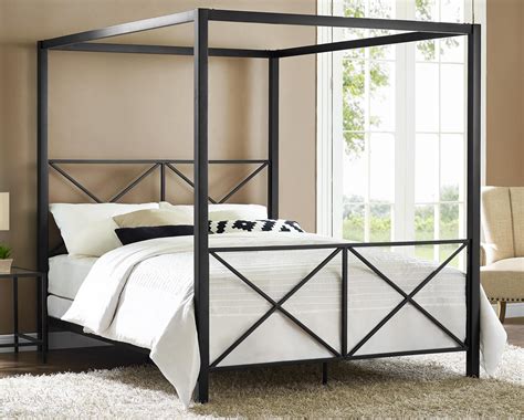 Build your own farmhouse bed frame with canopy with off the shelf building lumber! Dorel Rosedale Black Metal Canopy Queen Bed
