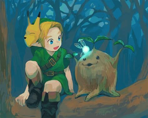 Legend Of Zelda Ocarina Of Time Art Link And Navi With The Deku Tree