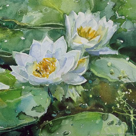 Watercolor Painting Of Water Lilies купить на Ярмарке Мастеров