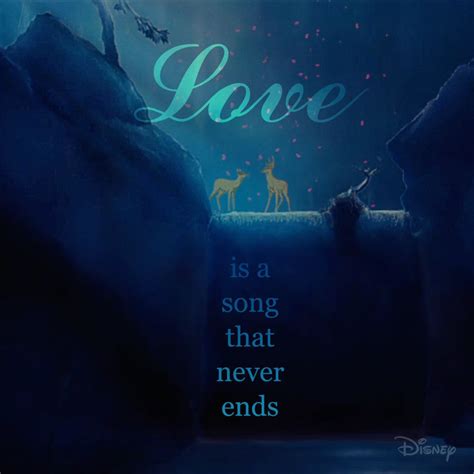 Description bambi quote 'love is a song that never ends' unique handmade art print created with mixed media and a contemporary design. #Bambi | Disney quotes, Disney fun, Disney love