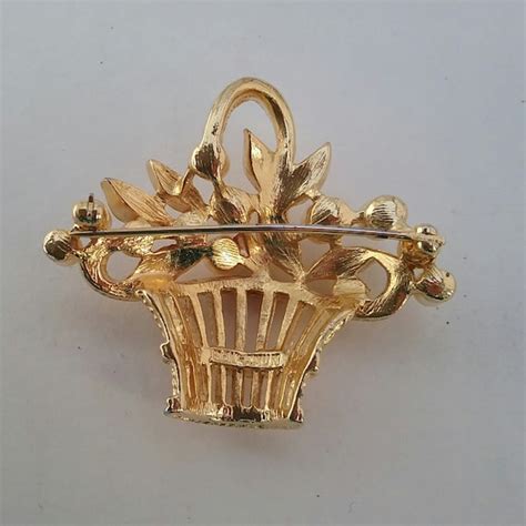 Vintage Flower Basket Brooch Ben Amun Jewelry Delic Gem