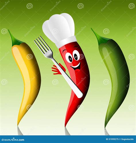 Red Chilli Pepper With Chefs Hat Stock Illustration Illustration Of