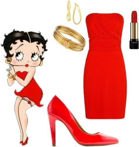 A Woman In Red Dress And High Heeled Shoes Next To Lipstick Bracelets
