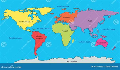 Ilustracion De Dibujos De Mapa Del Mundo Continentes En Diferentes