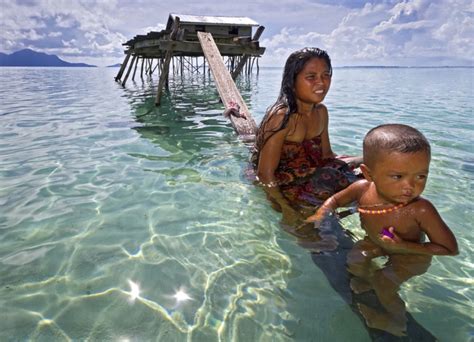 Bajau People Living On The Surface Of The Sea Freediving In United
