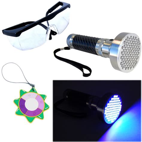 Hqrp 100 Led Ultra Violet Uv Blacklight Light Flashlight Protecting Glasses