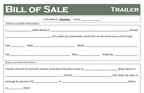 Free Tennessee Trailer Bill Of Sale Template Off Road Freedom