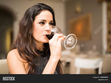 Woman Drinking Wine Image And Photo Free Trial Bigstock