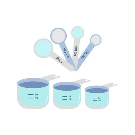 Measuring Spoon And Cup With Various Sizes Kitchen Tool Flat Design